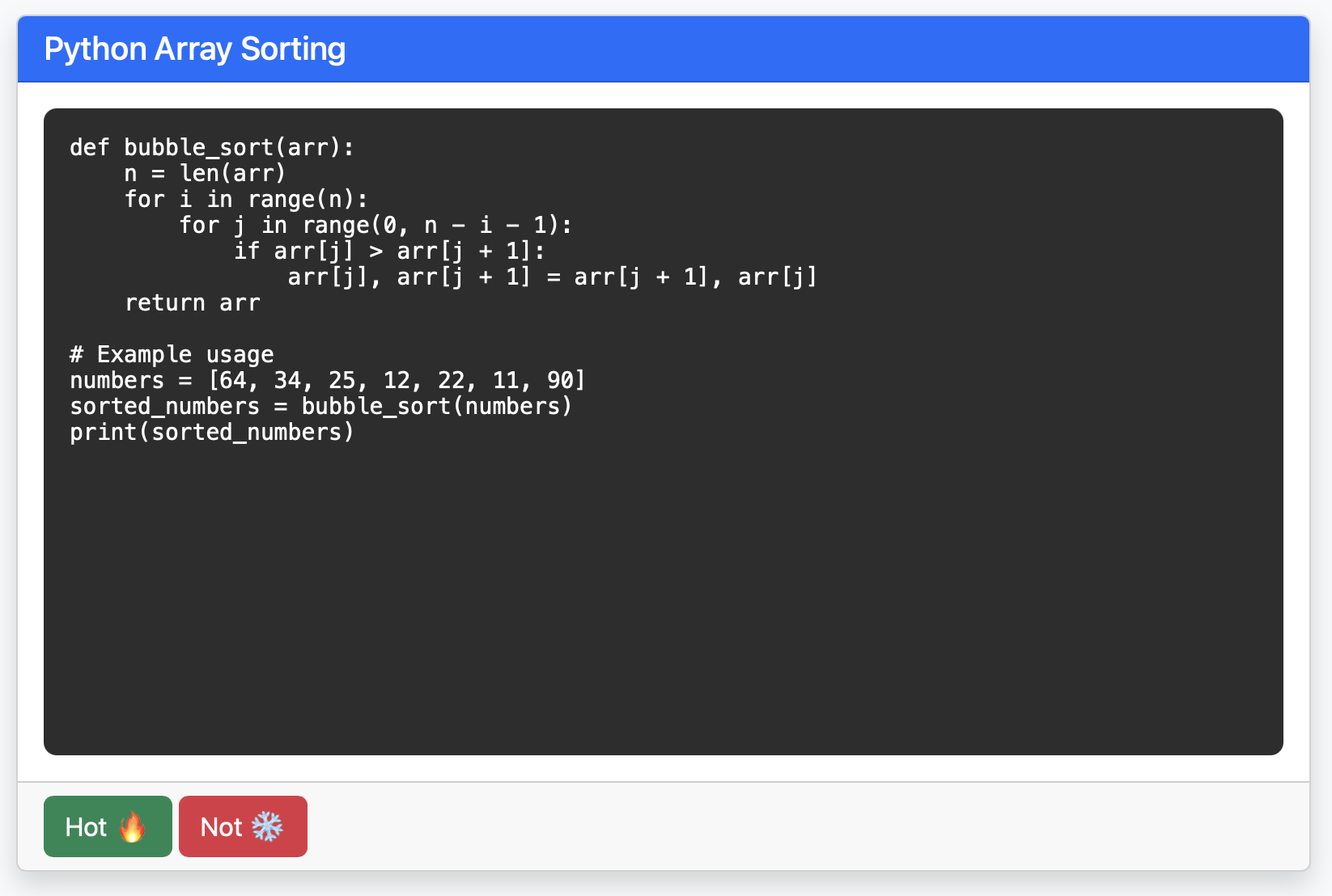 Code Aura Snippet - hot or not for code