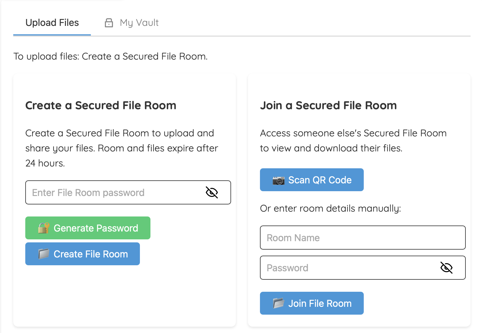 File Rooms Interface